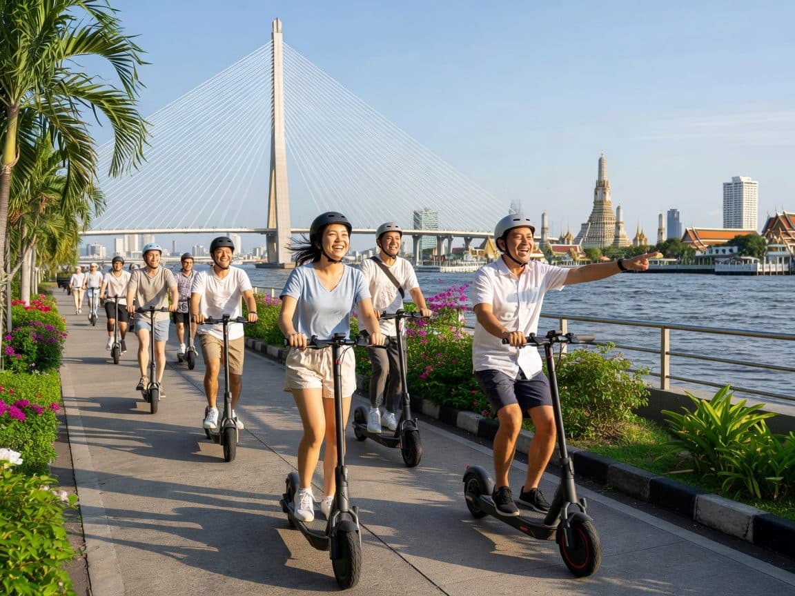 Bangkok: Guided E-Scooter Tour to Temples and Riverside