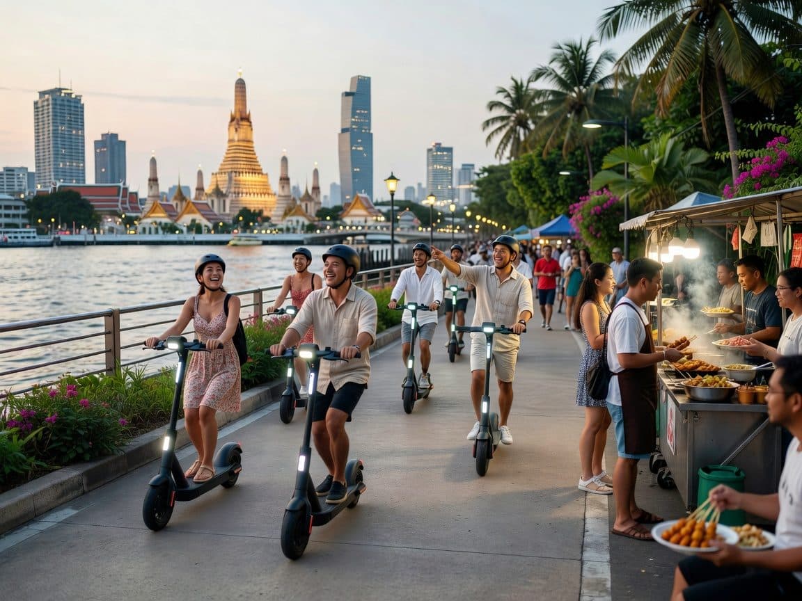 Bangkok: E-Scooter Night Tour with Local Street Food