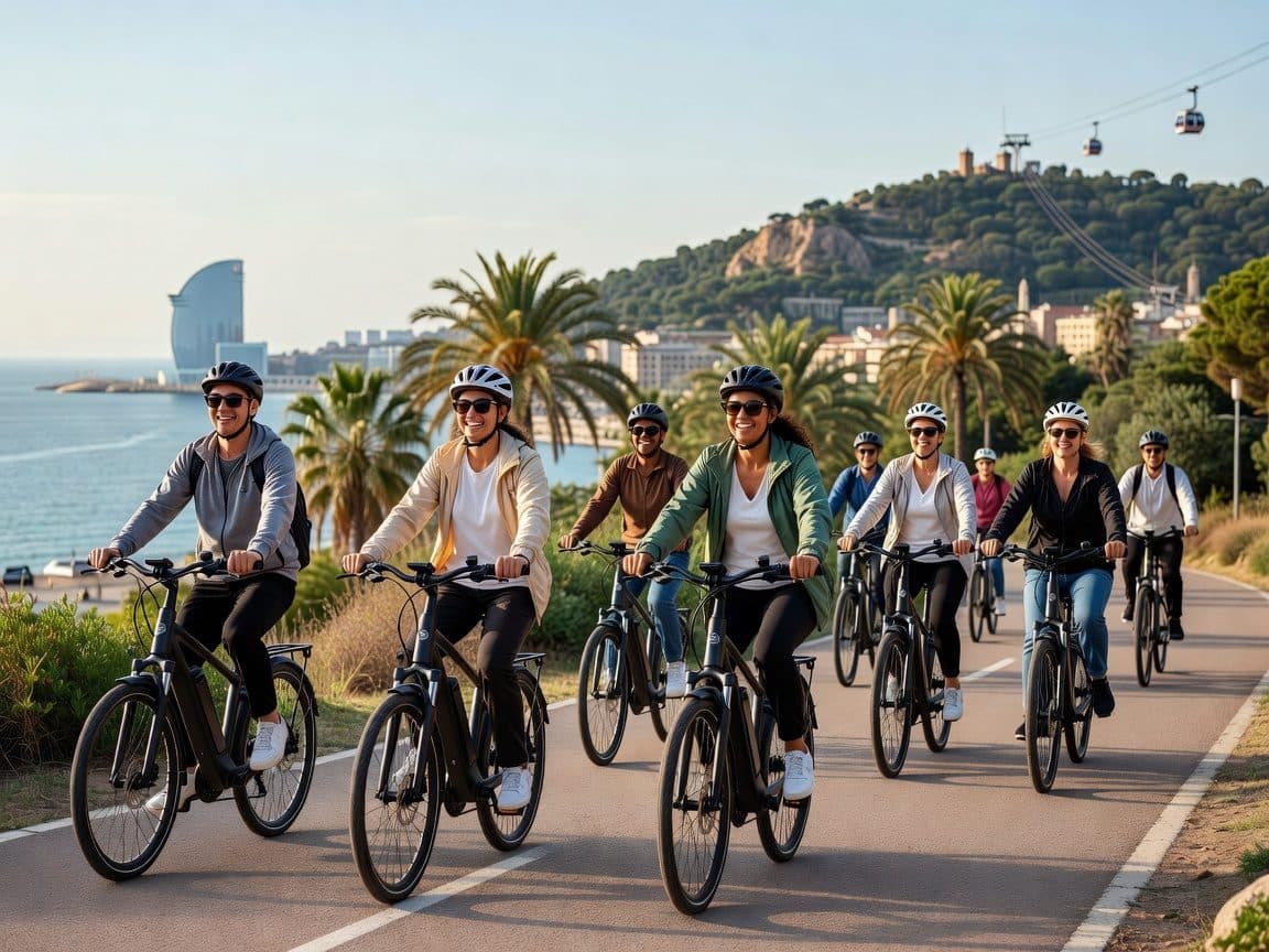 Barcelona: E-Bike Tour with Montjuic Cable Car & Boat Ride