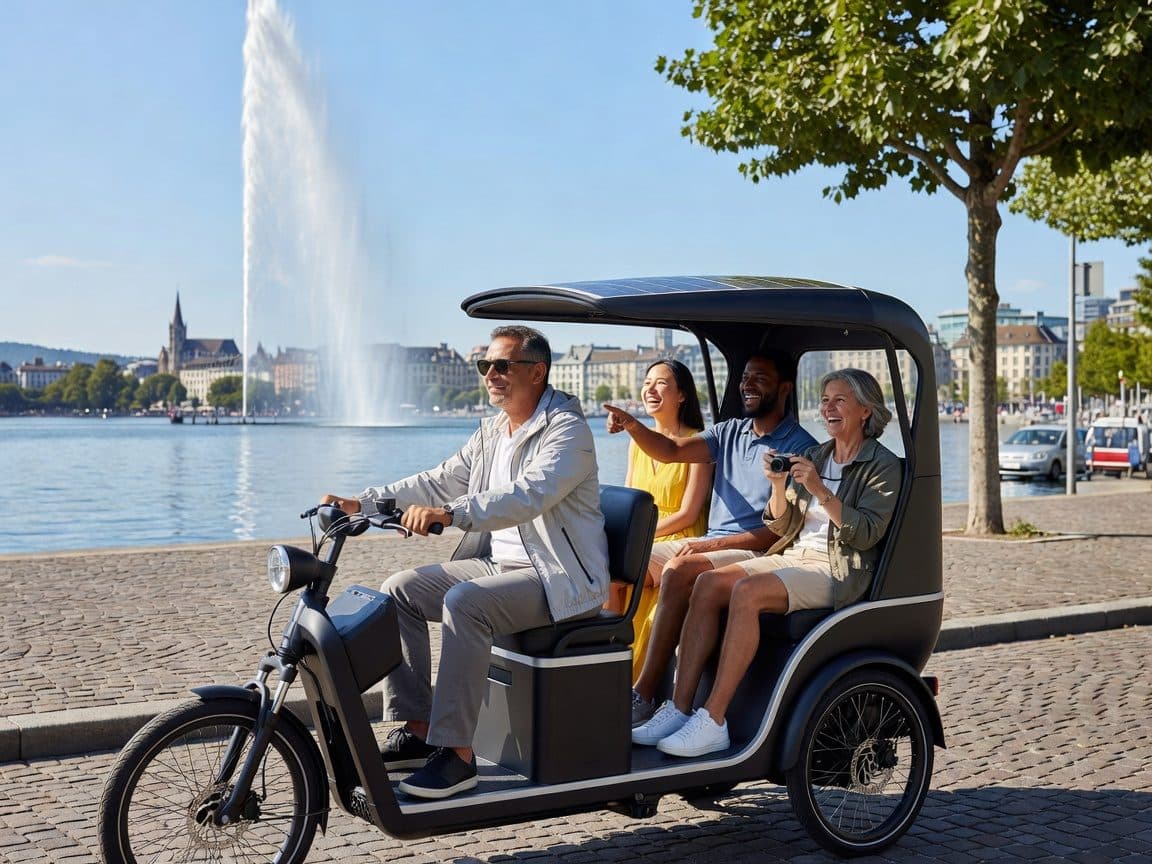 Fondue and wine private Tuk Tuk tour in Geneva