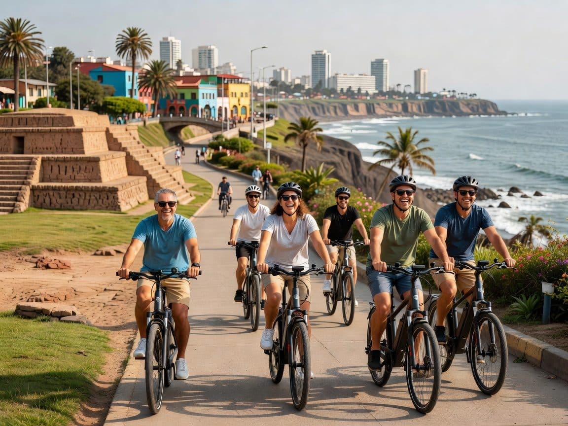 Lima: Pucllana Pyramid, Miraflores, Barranco 18 km E-bike. 3 drinks
