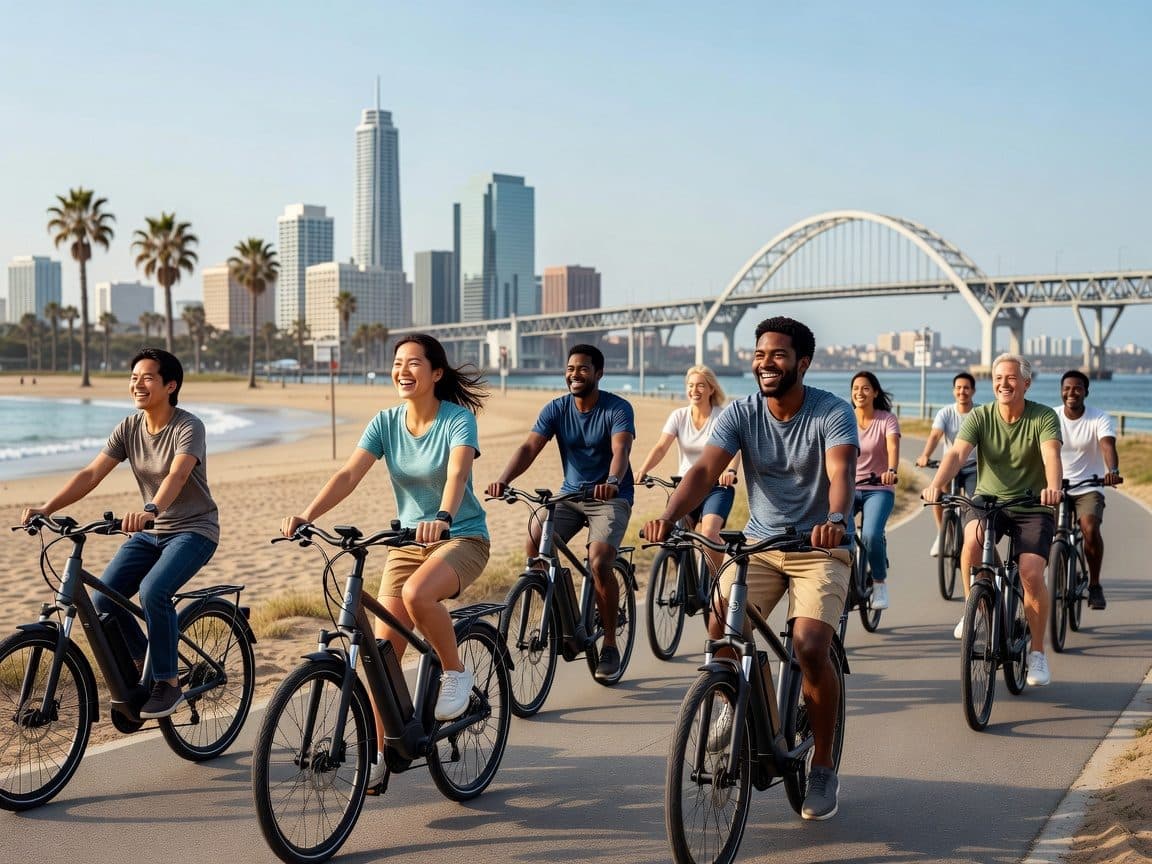 Long Beach: Yoga, lunch break, Bike the Beach Path & Kayak