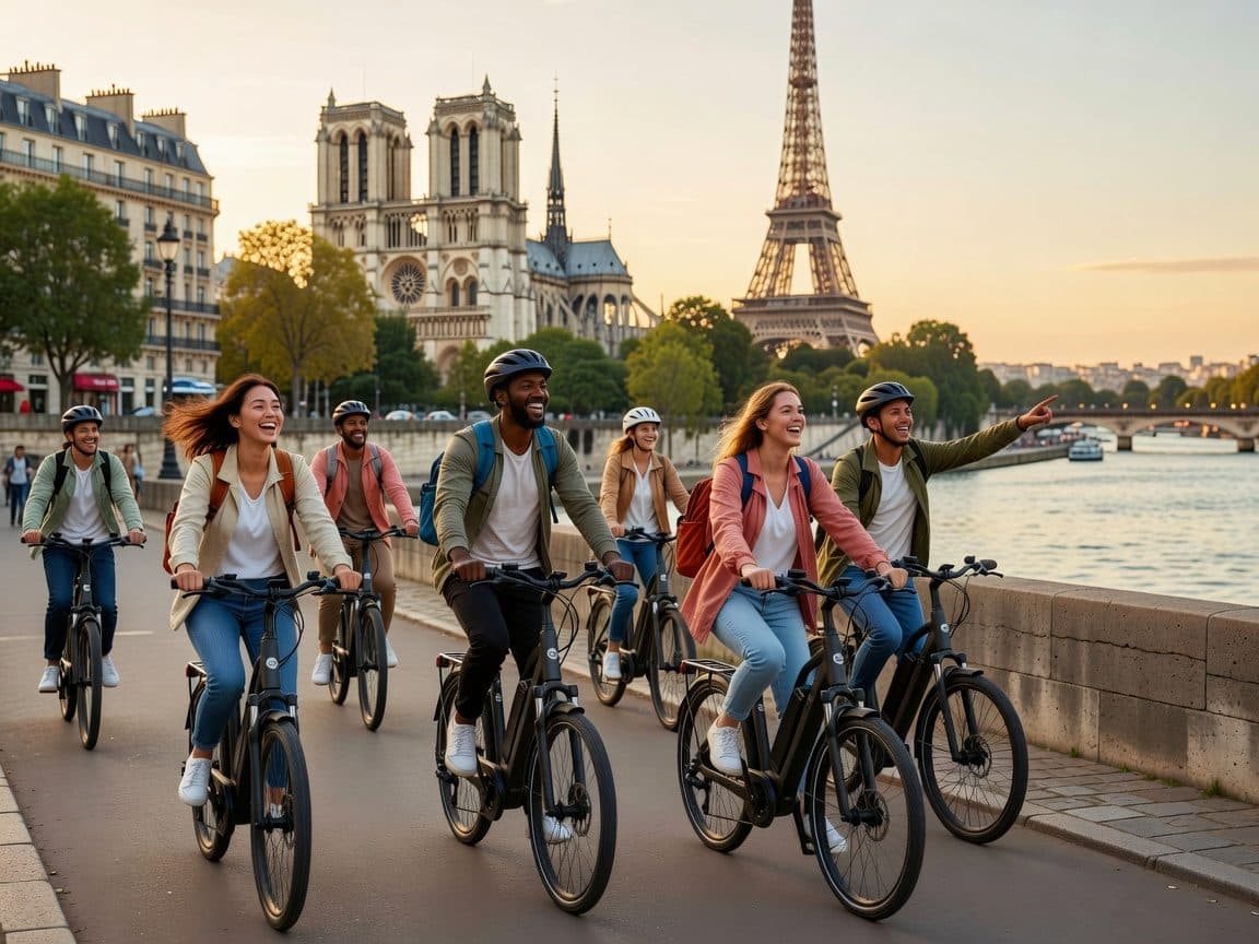 Paris: Eiffel Tower and Notre Dame Night Tour by E-Bike