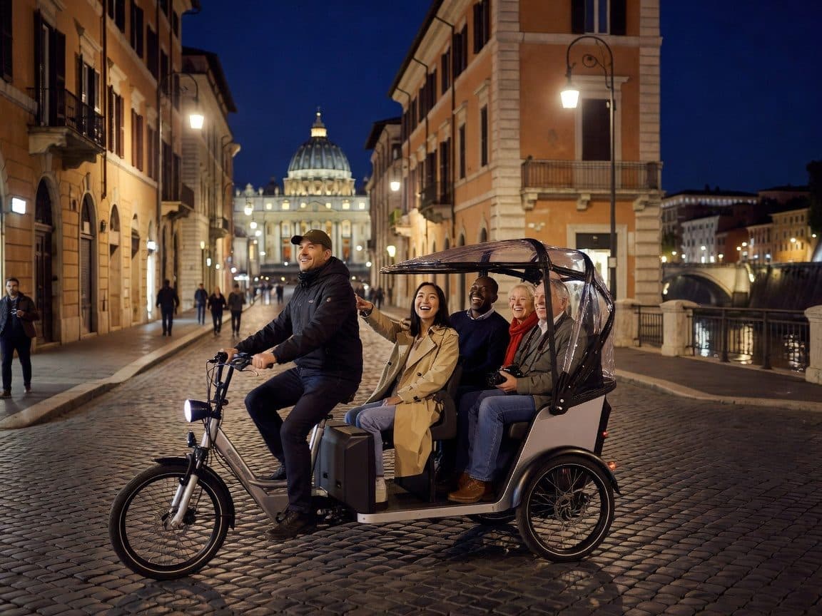 Rome: Electric Tuk Tuk (night) withphotography services