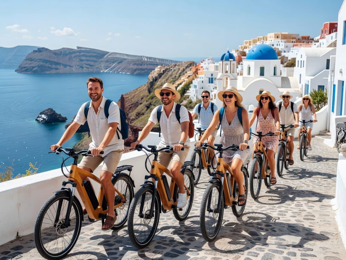 Santorini's Private Wooden E-Bike Tour with Lunch or Dinner