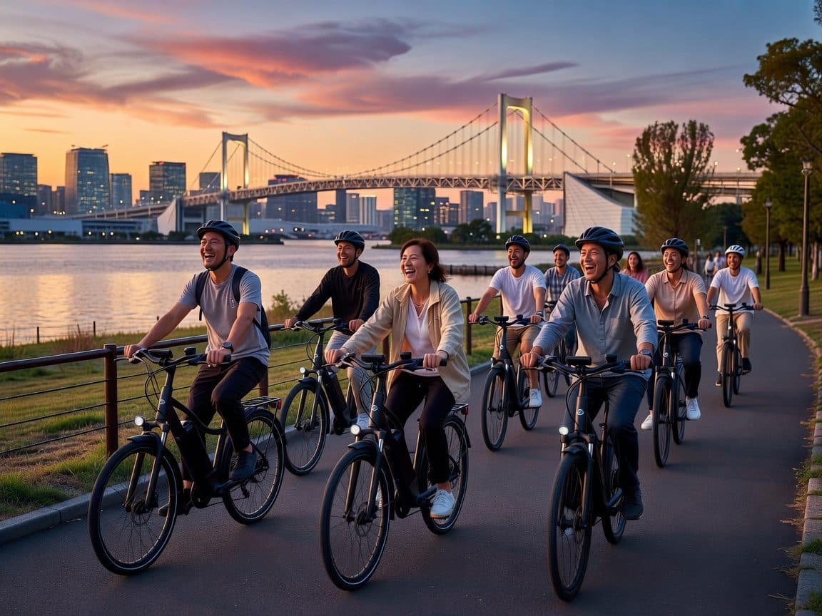 Tokyo Bay Area: Sunset Night View 3h E-bike Guided Tour