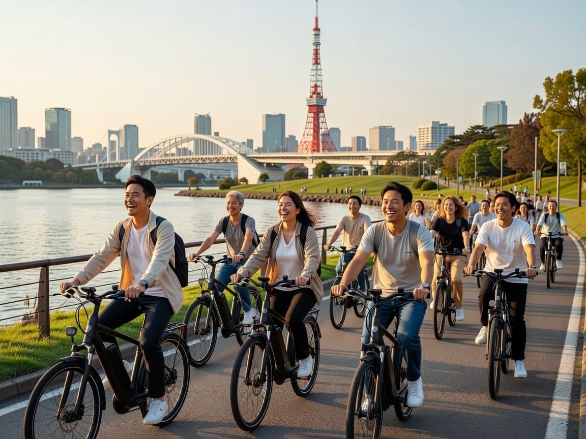 Tokyo: Night E-Bike Tour with Tokyo Tower and Dolphin Show